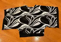 VENUS Abstract Print Kimono Sleeve Blouse – Black & White – XS