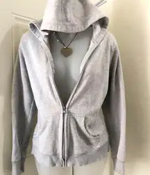 Y2K grey full zip hoodie jacket sweatshirt jacket streetwear slouchy slightly baggy 