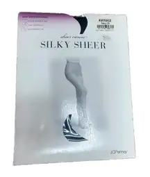 JC Penney Silky‎ Sheer Pantyhose Control Top Reinforced Toe Average Navy Average