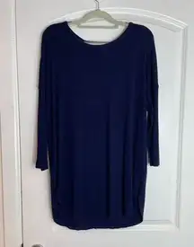 Michael Stars Navy Blue 3/4 Sleeve Keyhole Neck Knit Tunic Blouse Size Large/XL