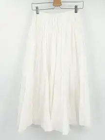 Zara Womens Summer Vacation Resortwear Pleated Flowy Midi Skirt Size S White
