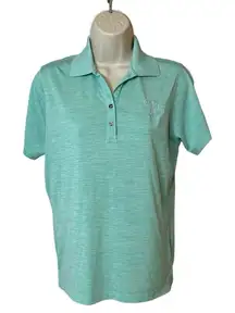 Turquoise Polo Shirt Womens M Soft Everyday Classic Collared Top