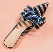 She Is Cheval Oh So Jelly translucent black stripe bow pointed toe mule slide 7