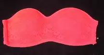 Lace Strapless Bra in Vibrant Pink