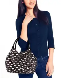 Kate Spade Authenticated COA Park‎ Row Karen Satchel Neutral Black & Cream Color