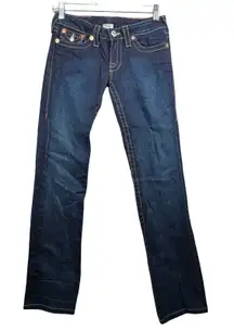 True Religion Billy 27 Straight Dark Wash Row Seat Flap Pocket Designer Y2K Retr