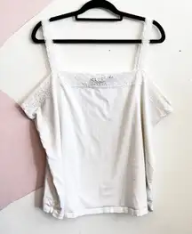 Vintage White Lace Trim Tank Top Coquette Balletcore Y2K Bridal 4X