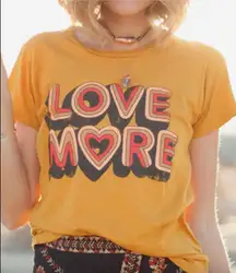 Dazey LA Mustard Yellow Love More Graphic Tee S