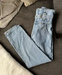 Forever 21 Contemporary high waisted belted jeans