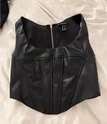 Forever 21 Black Leather Corset Top