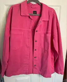 Pink Gap oversized jean jacket Size Large with pockets