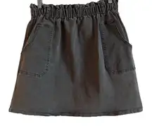 Kancy Kole Skirt Women’s Large Gray‎ Denim Tie Belted Paper Bag High Waist Mini