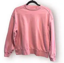 Organic Cotton Sweatshirt Top Pullover Crew Neck Pink Small Barbiecore