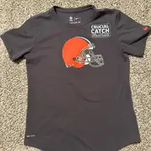 CLEVELAND BROWNS Womens Nike T-Shirt Crucial Catch Intercept Cancer size small