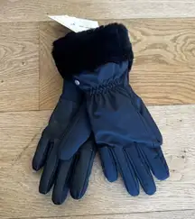 UGG Fur Trim Gloves in Black