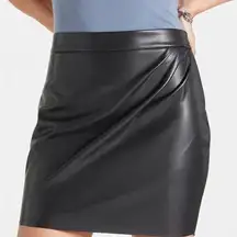 Express High Waist Black Faux Leather Mini Wrap Skirt Size 00