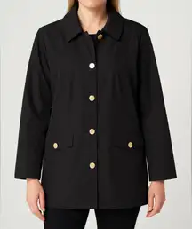 Dennis Basso Black Jacket XL Gold Buttons Plaid Lining Classic(C4)