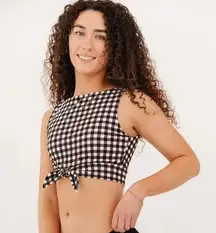 Lime Ricki Gingham Swim Crop Top large