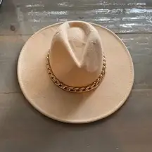 Cream Chain Link Strap Western Fashion Hat