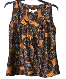 St John‎ Collection Silk Medallion Print Sleeveless Tank Top Blouse Rust Small
