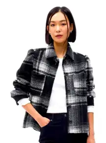 GAP Puff sleeve cropped shirt wool shirt jacket medium petite NWT