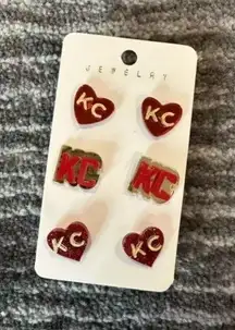 Kansas City Chiefs Earrings NFL Football Travis Game Day KC Jewelry 3 Pairs New