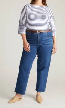 Universal Standard Etta High Rise Straight Leg Jeans in Aged Indigo Wash Size 10