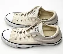 ALL STAR CONVERSE Cream Leather Aurora Borealis Textured Low Top Sneakers 10