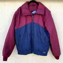 Vintage White Stag Ski Jacket Men's L Maroon Blue
