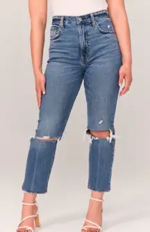 Abercrombie &‎ Fitch Ankle Straight Ultra High Rise Distressed Straight Jeans 27