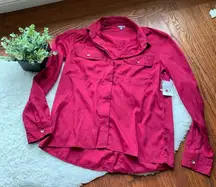 Vintage Charlotte Russe Red button down collar dress shirt blouse XSMALL NWT Y2K