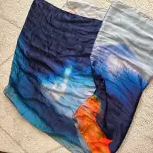 Vintage Jaeger 100% Silk Scarf Abstract Watercolor Print Luxury Designer Wrap