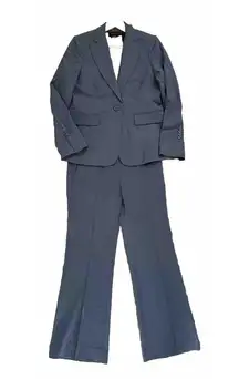 BCBG MaxAzria Women's 2PC Suit Size M/One-Button Jacket Wide Leg Pants Gray Wool
