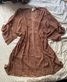 Aerie Chiffon Cape Leopard Print Cover Up Kimono