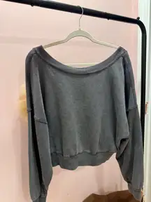 Free People Open Back Grey Crew Neck