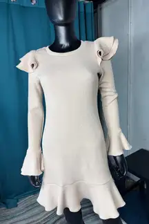 Saylor Free People Ruffle Trim Bell Sleeve Knit Mini Dress‎ Small S