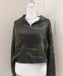 PINK - Victoria's Secret VS PINK Green Camouflage Quarter Zip Sweatshirt