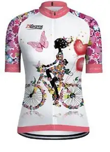 21 Grams Womens Full Zip Cycling Jersey Shirt Lightweight Bicycle Butterfly M