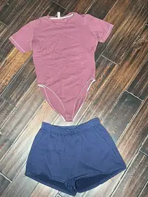 Short sleeve bodysuit & elastic waist shorts Los Angeles Apparel casual basic