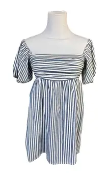 Abercrombie & Fitch White Blue Striped Smocked Romper Top XXS Cottagecore Preppy