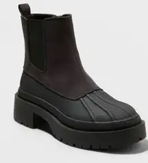 Ella Chelsea Sz 7.5 Duck Boots Universal Thread Black Slip On Side Shoes Zip