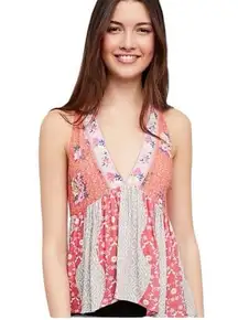 Free People Dream Darlin Floral Patchwork Tank Top