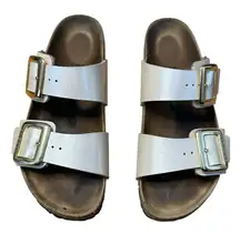 Birkenstock Women's Sydney Luxe Buckle Sandal 39/8 Pearl White