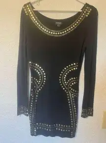 Vintage 80’s  Hommage knit dress.  Black and gold. Juniors sz L