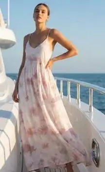 NWT Z Supply Hazy Cloud Dress Small Pink Tie Dye Maxi Pink Tiered Cottage Beachy