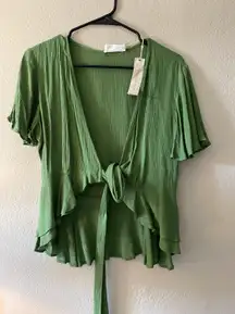 Lovely Green tie front Ruffle