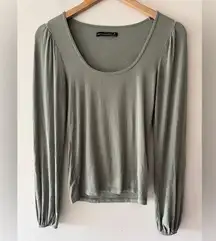 Abercrombie & Fitch Sage Green Ribbed Scoop Neck Long Sleeve Top