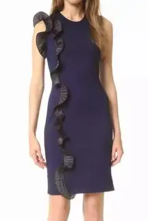 Opening Ceremony  Ruffle Black & Navy Blue Sleeveless Dress | M