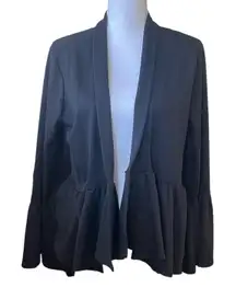 Pebble & Stone Women Cardigan M Black Open Front Peplum Hem Whimsigoth‎ Cottage