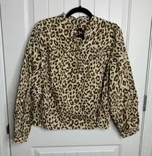 J crew leopard puff‎ sleeves shirt size small